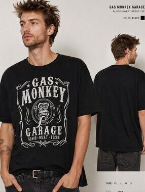 🆕️ Gas Monkey Vintage Style Tee Black & White